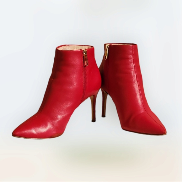 Women Vintage Leather Red Ankle Booties By Louis et Cie Size US 9M/EU 40 - Picture 9 of 11